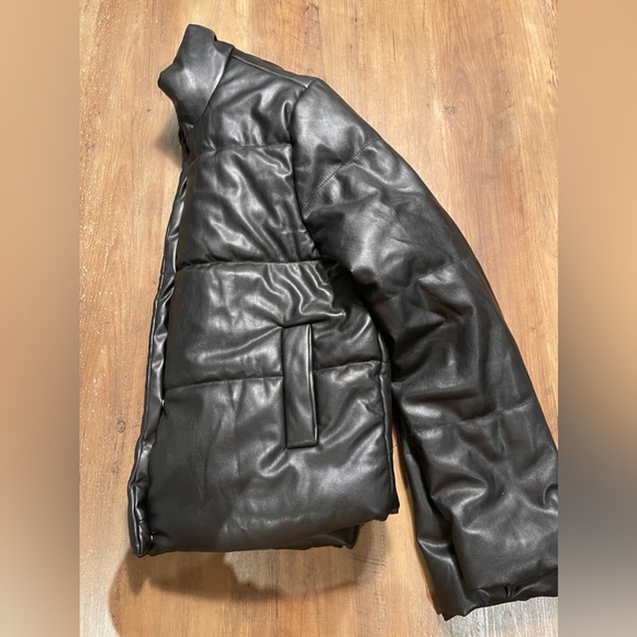 Faux Leather Puffer Jacket - Picture 5 of 11
